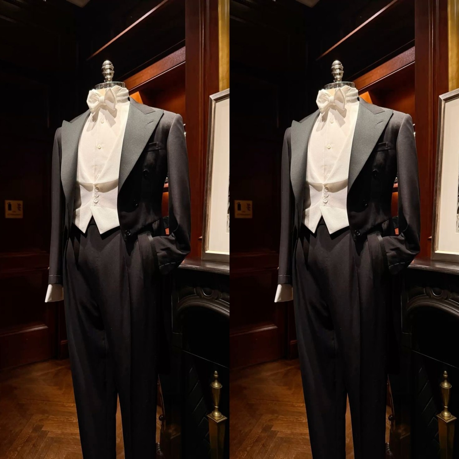 Men’s Tailcoat Suits Black 2Pcs Peak Lapel Long Jacket Evening Dinner Tuxedos