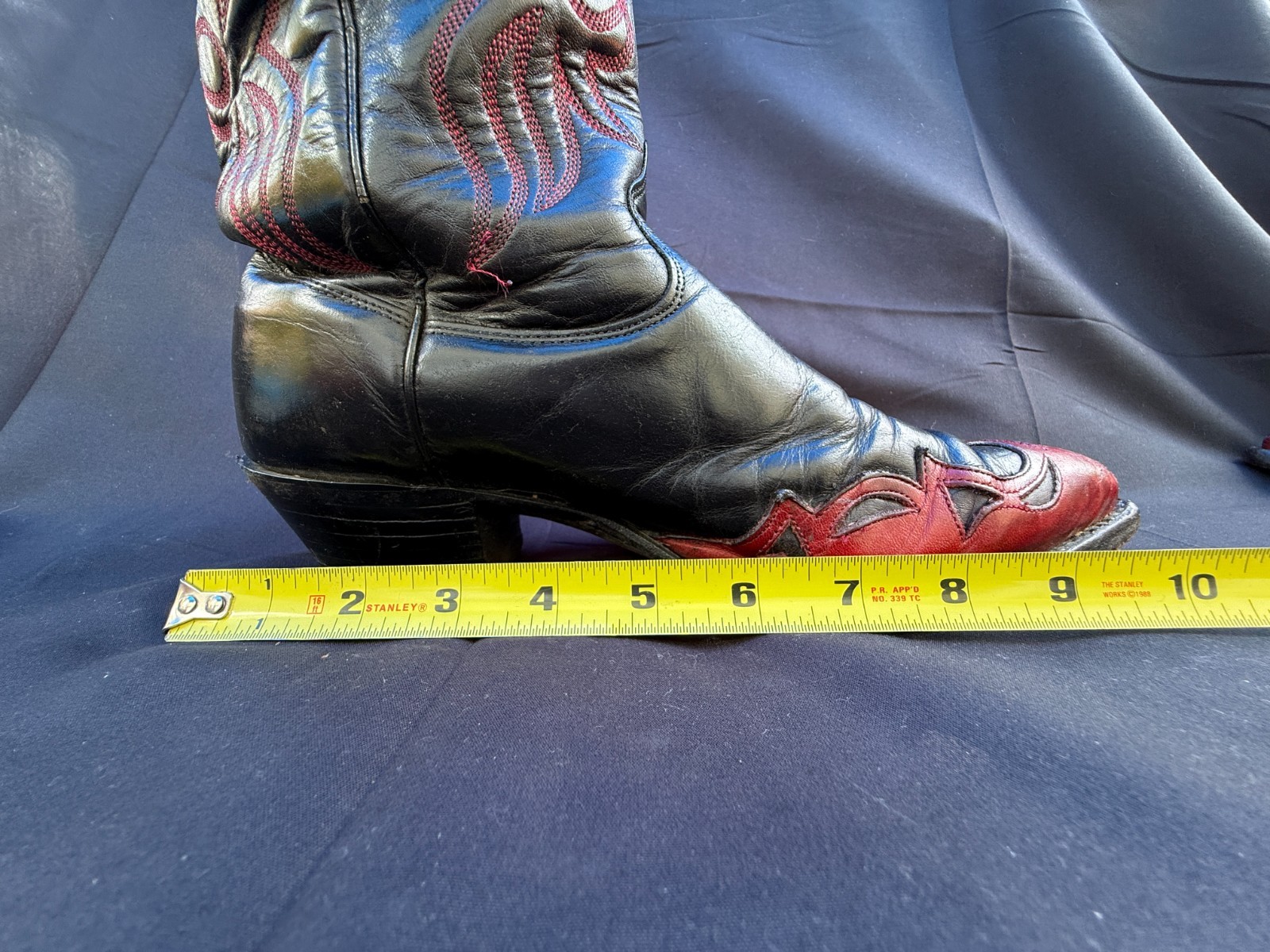 RARE🔥 J Chisholm Western “Honky Tonk” Red & Black Leather Cowboy Boots 8M
