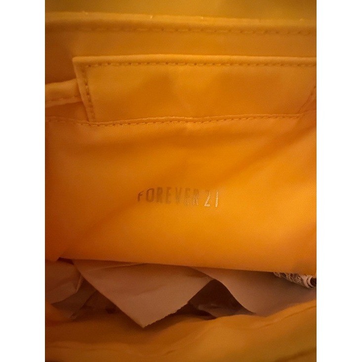 Forever 21 Yellow Quilted Mini Backpack Gold Chain Straps Turn Lock Closure
