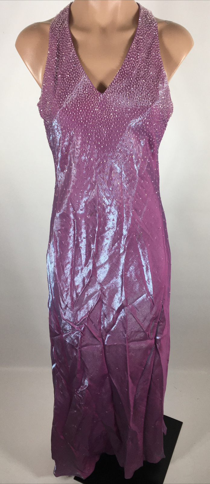 CACHET Sequin Wet Look Shiny PROM Iridescent y2k Evening Gown DRESS 4 VTG 90s