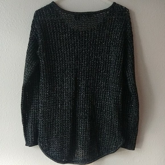 Jeanne Pierre Metallized Black Sweater S Metallic Rocker Loose Knit