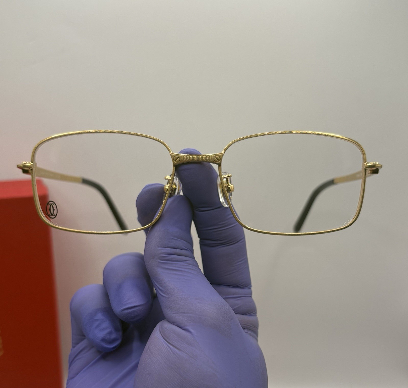 Cartier Big C Diamond Cut Frameless CLEAR Lens Gold Frame