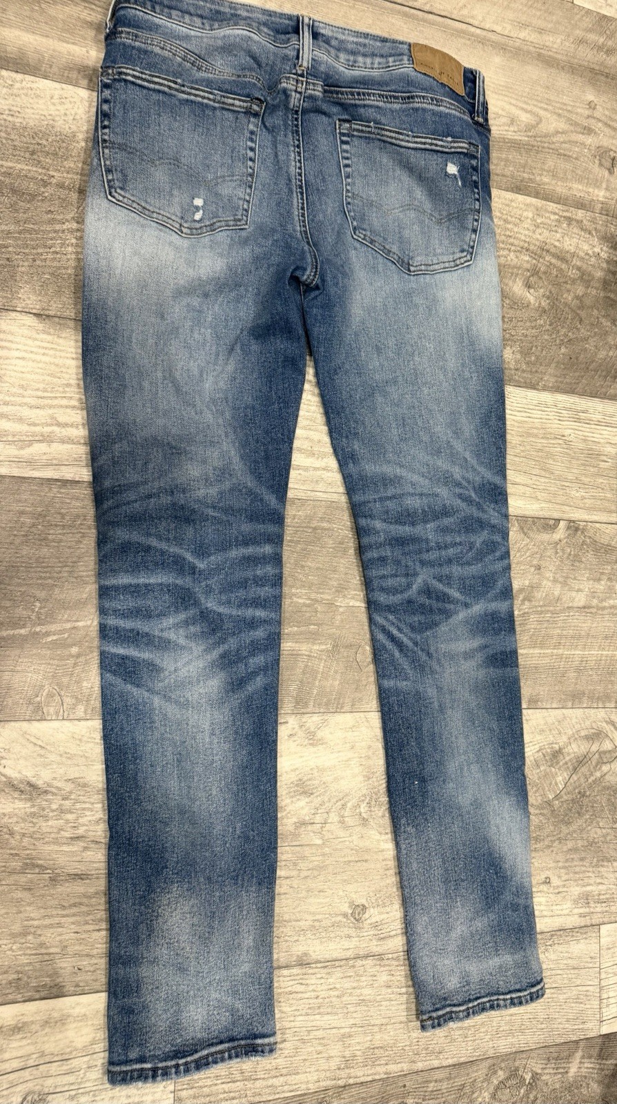 American Eagle Men’s Skinny Jeans Medium Wash Blue Distressed Stretch Denim