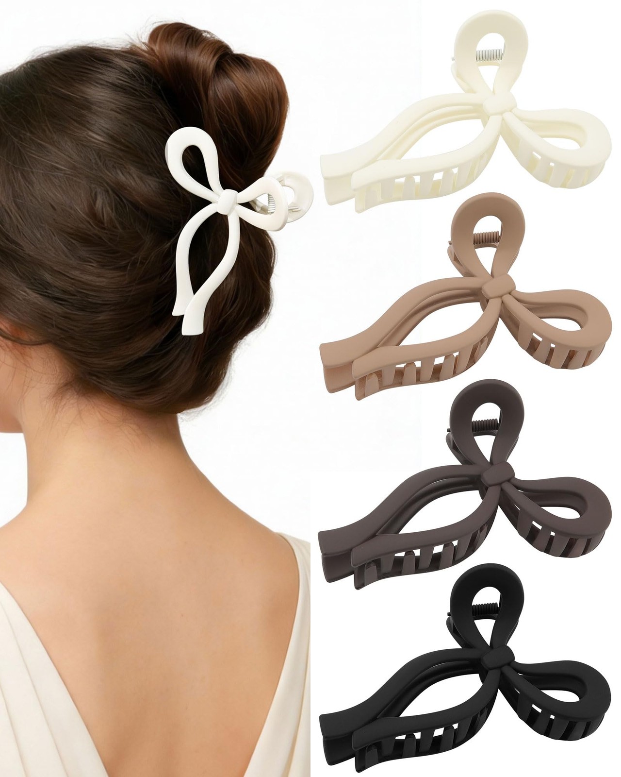 4 Pack Bow Hair Claw Clips for Women, 4.3″ Large Nonslip Cute Hair Styling Ac…