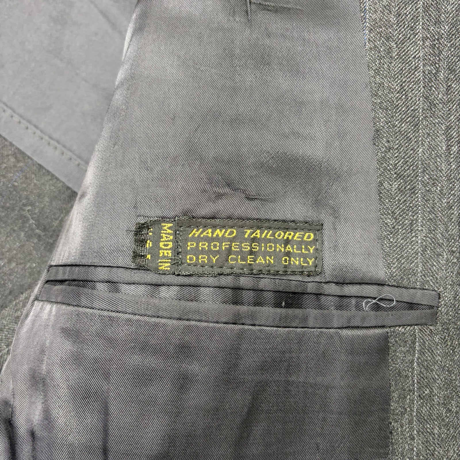 J. Press VTG Herringbone Double Pinstripe Wool 2/3 Roll Blazer Mens 40L Gray USA
