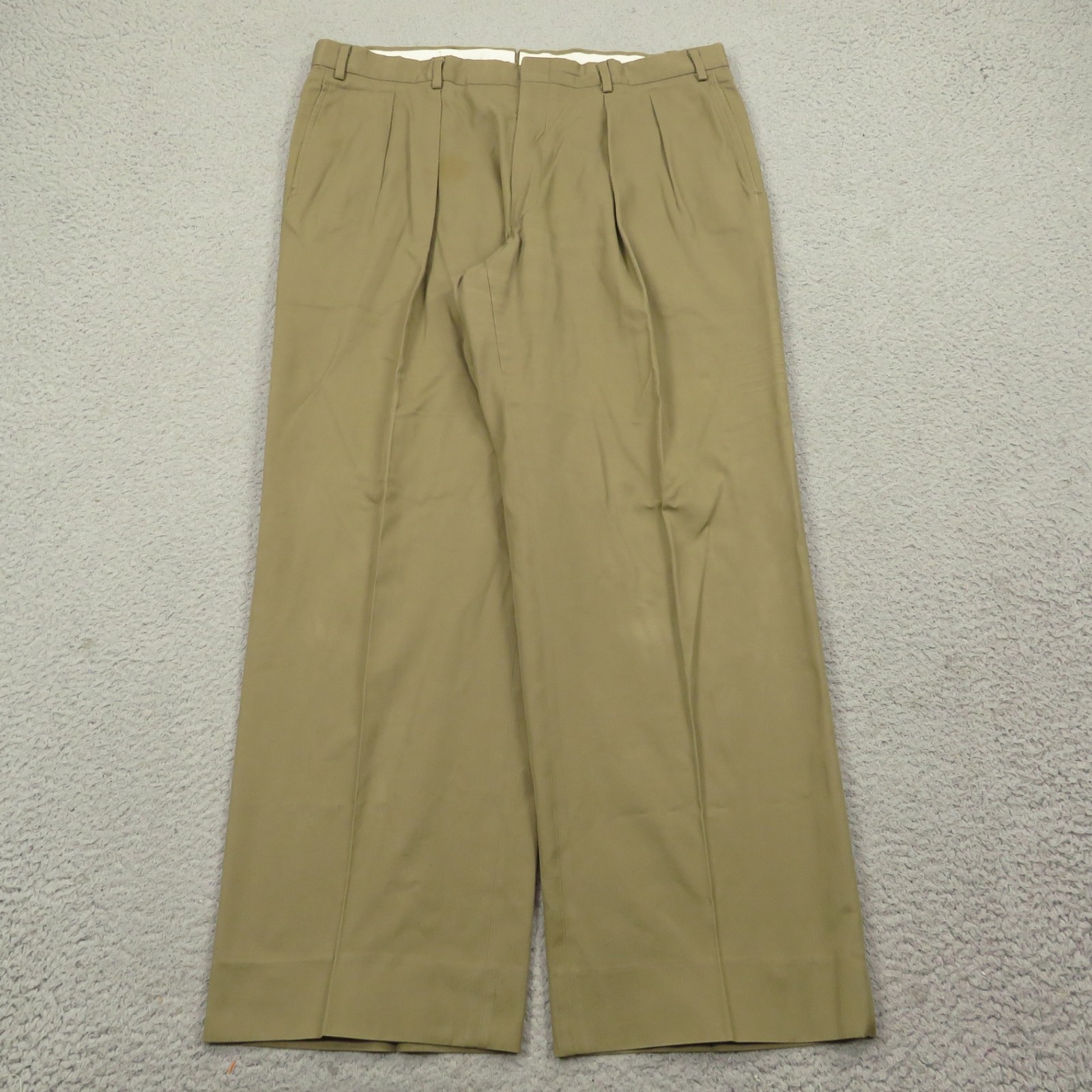 Brooks Brothers Suit 42R Cotton Khaki Made in USA 80s Pleated 36×30 Trouser Pant