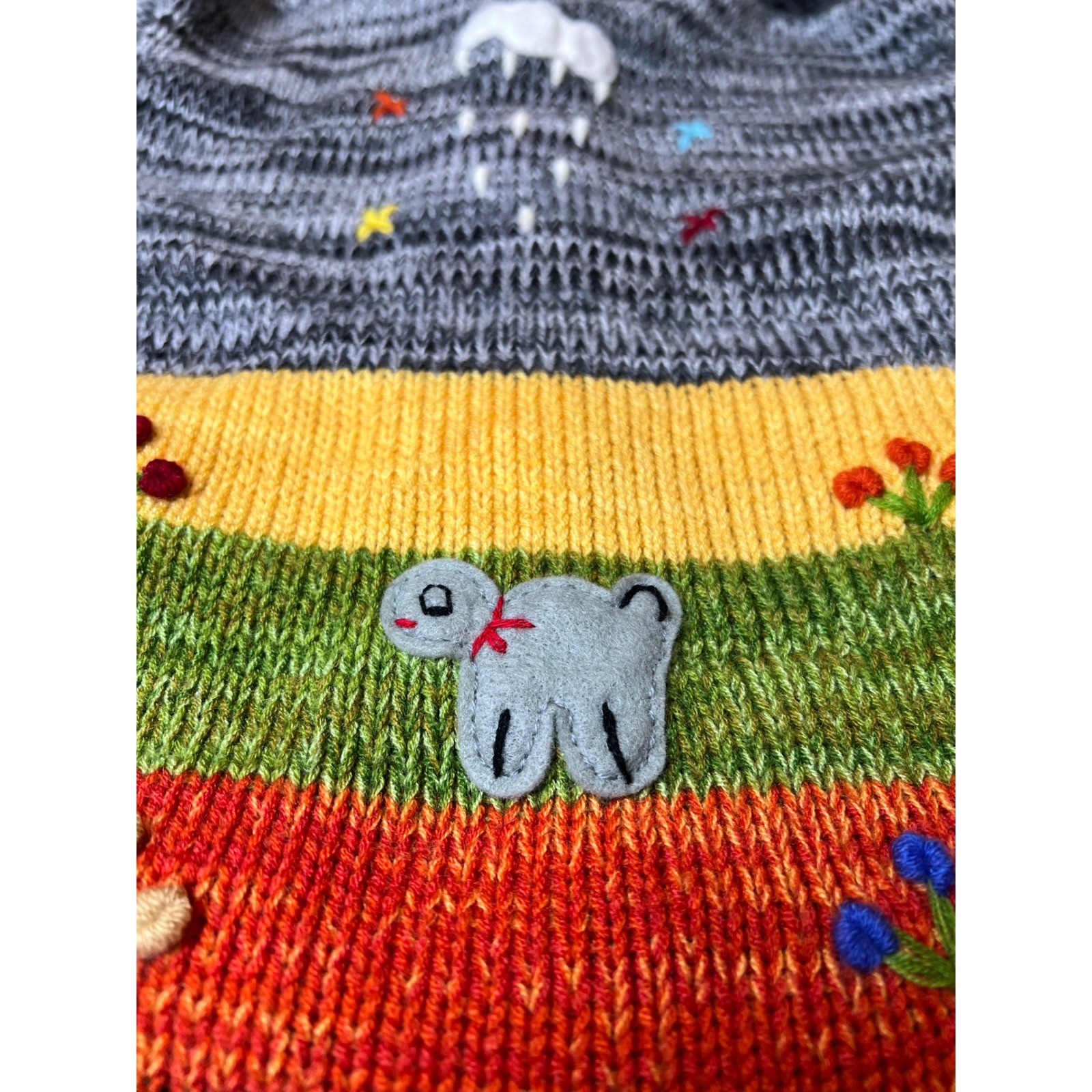 Native Creation Kids Knit Hooded Cardigan Sweater Peru Animals Farm Scene Size M