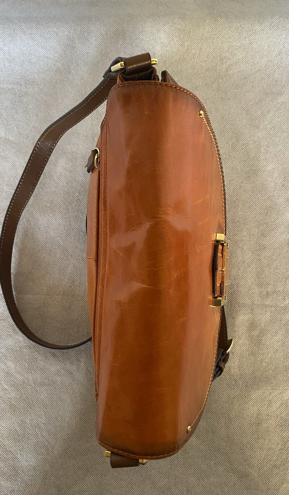 TIGNANELLO Loredo Burnt Orange & Brown Leather Crossbody Saddle Bag Purse