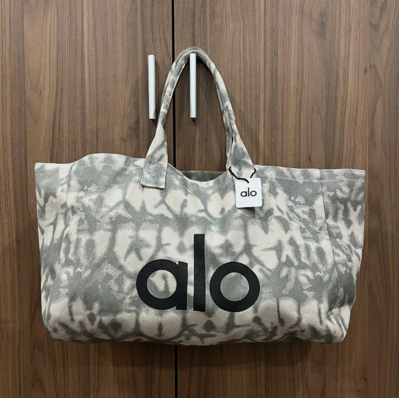 ALO Yoga Gray Tie Dye Canvas Tote Bag Large Gym Travel Shopper NWT Unisex