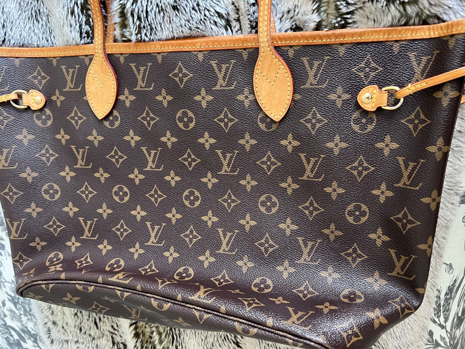 Louis Vuitton Neverfull Tote (M41177) MM Brown/Cerise Red Canvas Monogram