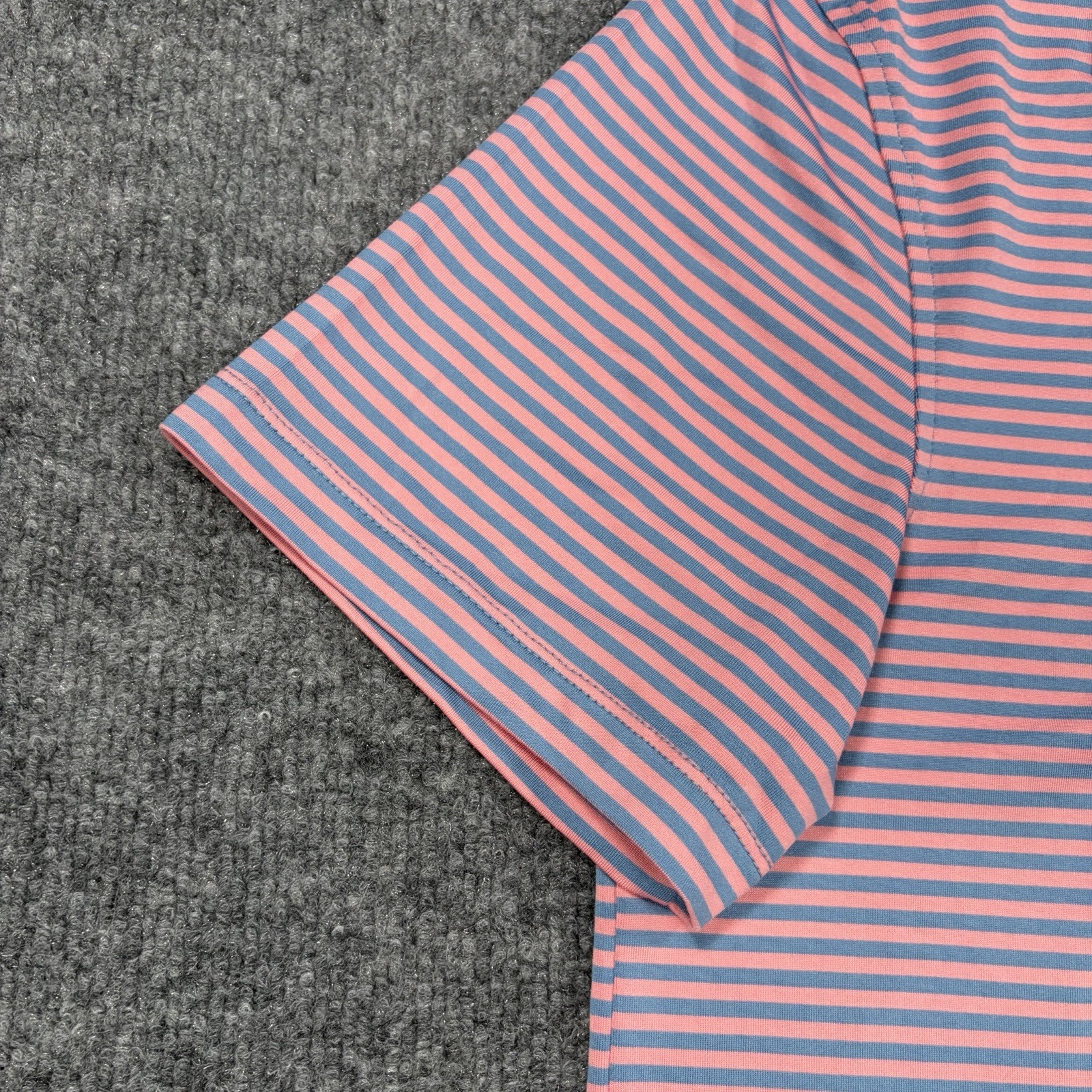 NWT J Crew Polo Shirt Men M Pink Blue Striped Performance Golf Stretch Athletic