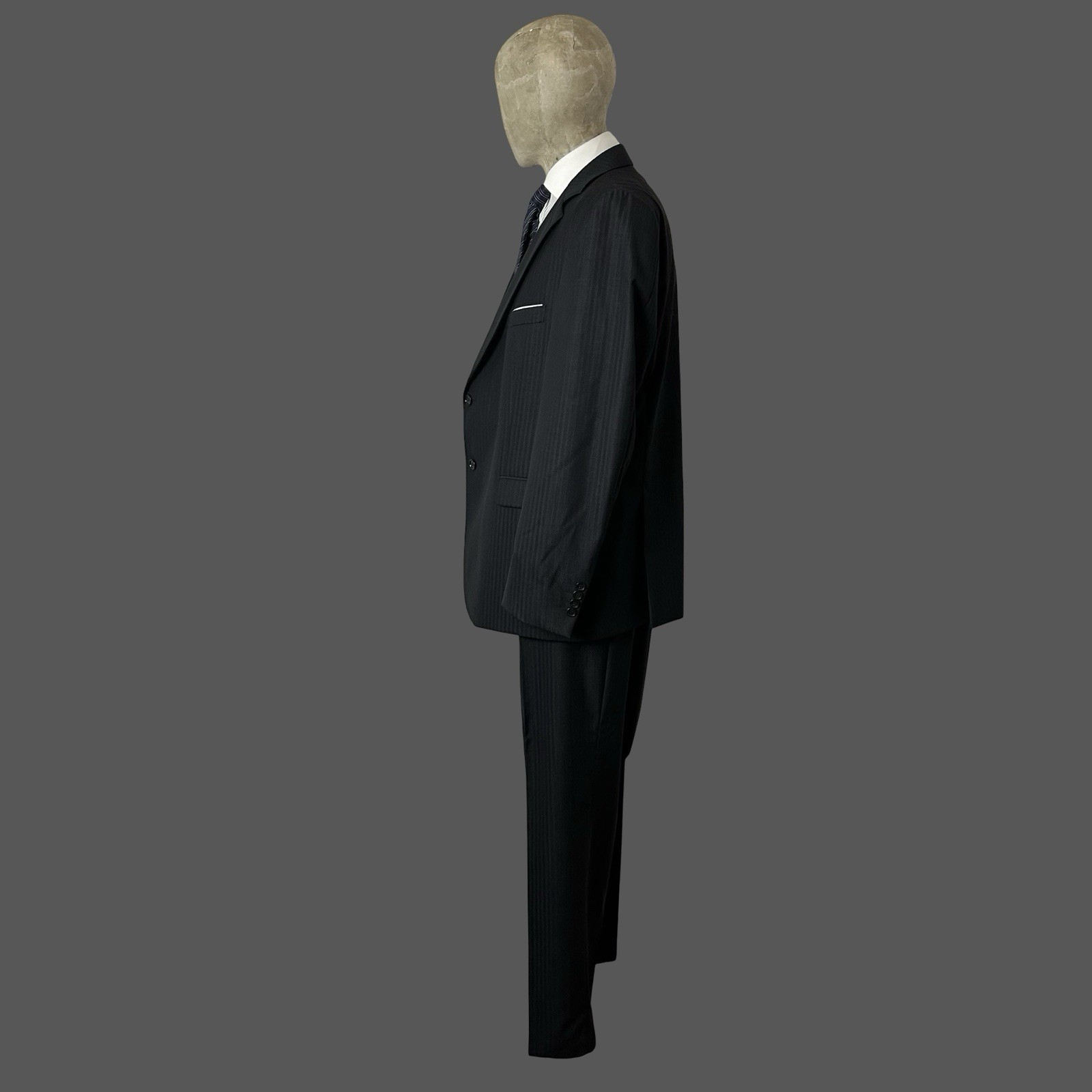 Strellson Suit 44R 38R 2PC Men’s Black Super 120’s Wool Herringbone Stripe