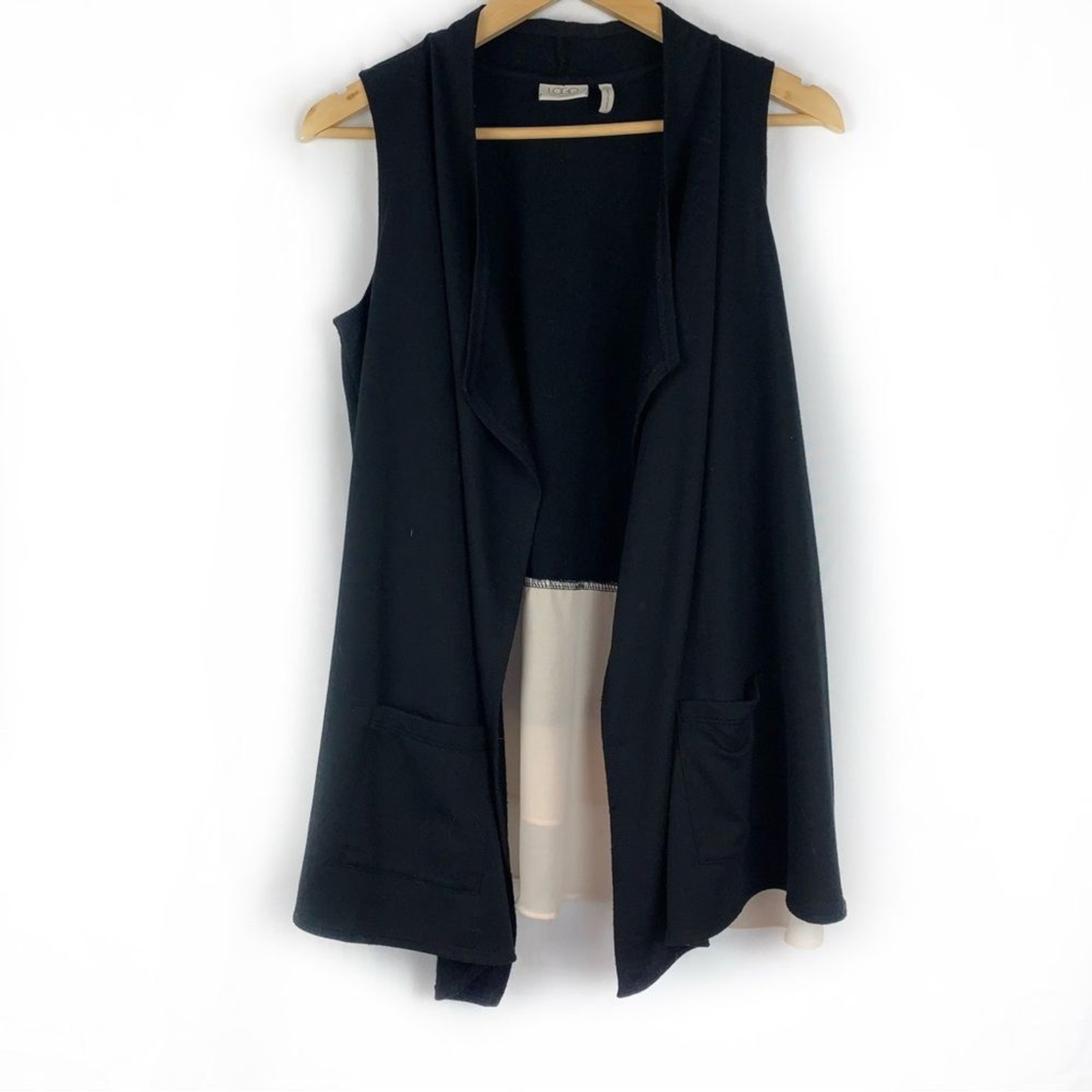 LOGO Lori Goldstein Black Layered Chiffon Vest Top, Size XS