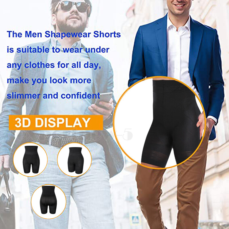Mens Compression High Waist Slimming Shorts Tummy Control Body Shaper Pants