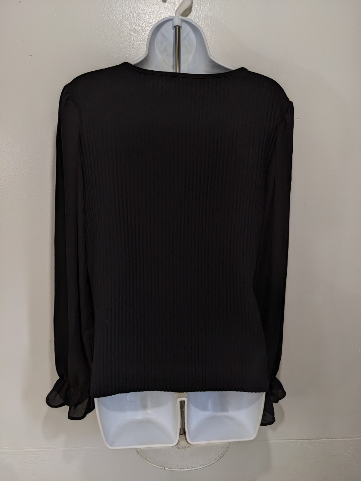 Marc New York Andrew Marc Black Ribbed Flowy Sleeve Blouse Womens L City #100L
