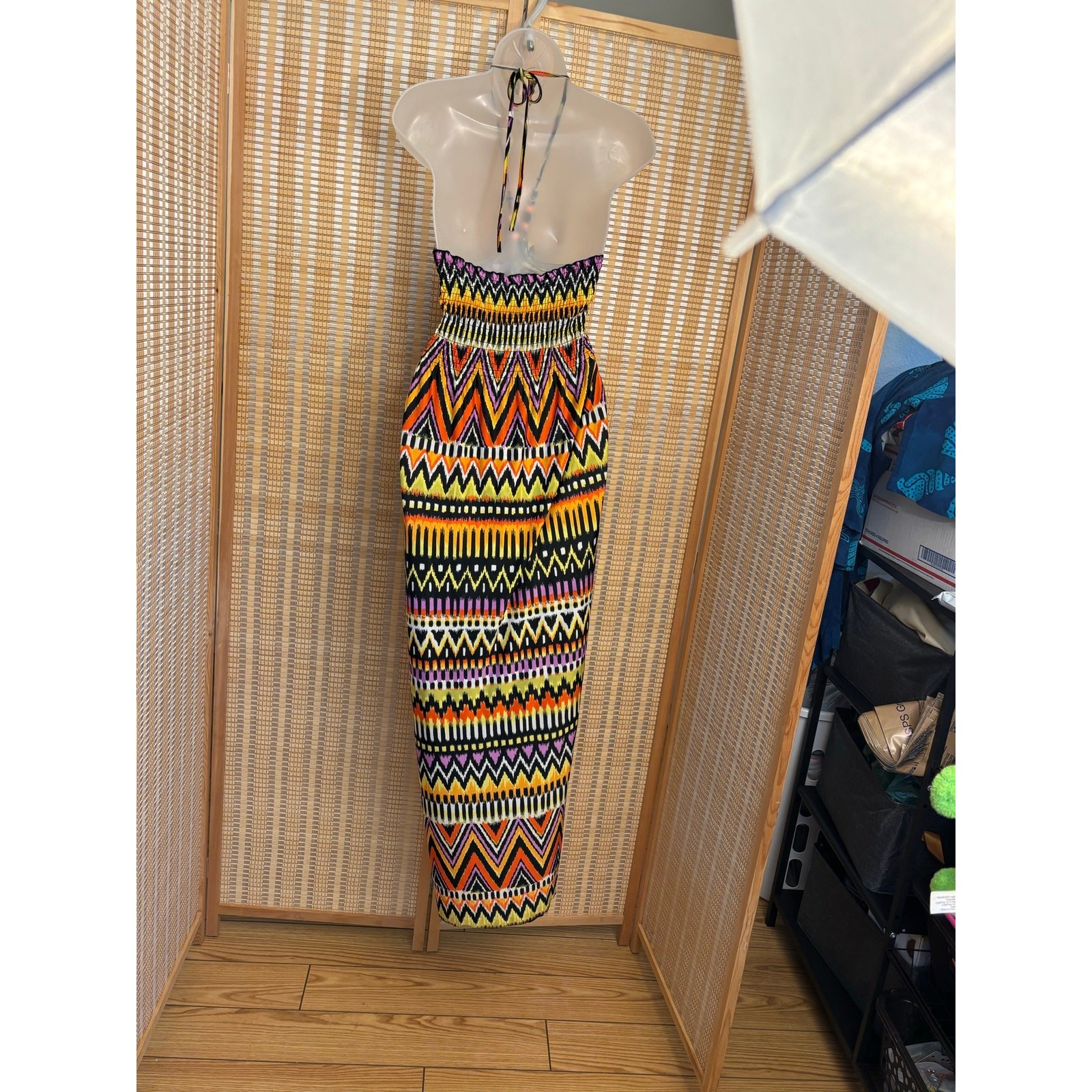 Just Love Beautiful Chevron stretch bodice bandeau halter strap maxi dress 2X