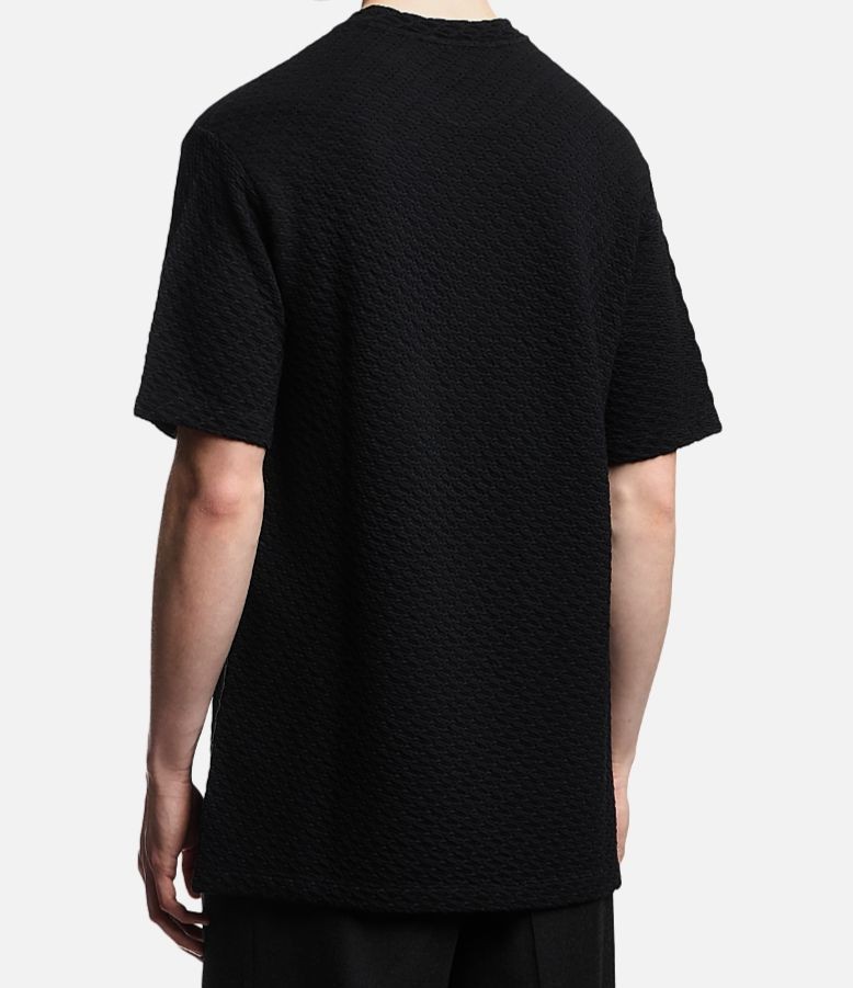 Emporio Armani Men’s Black Geometric Jacquard Jersey Tee Size M