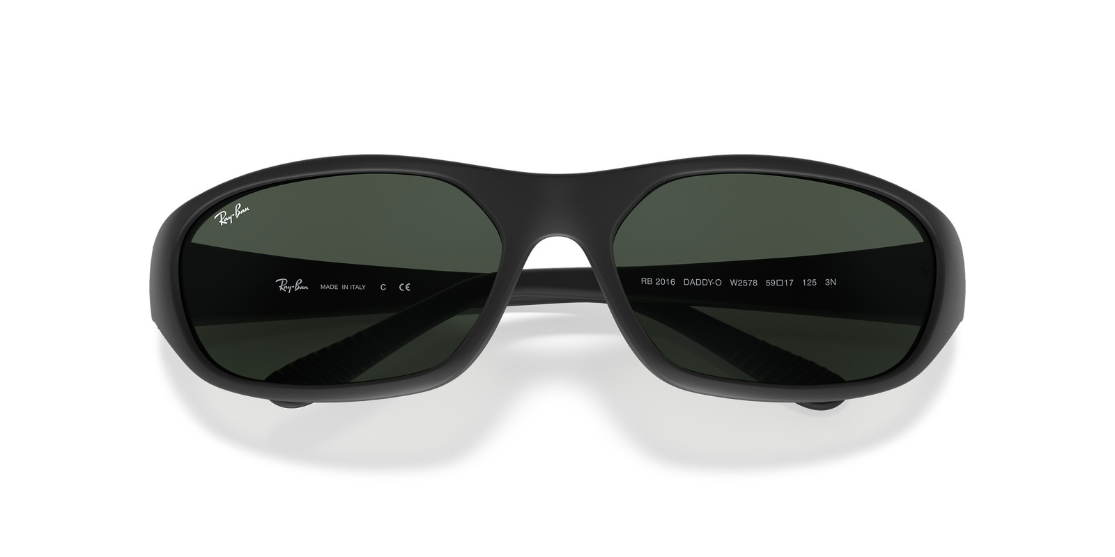 Ray-Ban Daddy-O Matte Rubber Black/Green 59 mm Sunglasses RB2016 W2578 59-17