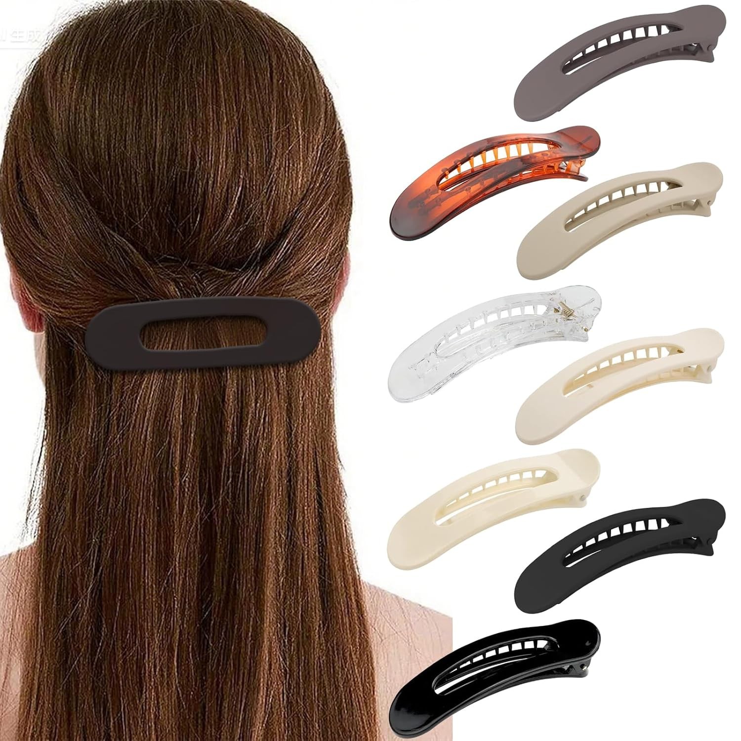 10pc Random Flat Hair Clips French Large Flat Claw Clip for Thick Thin Hair