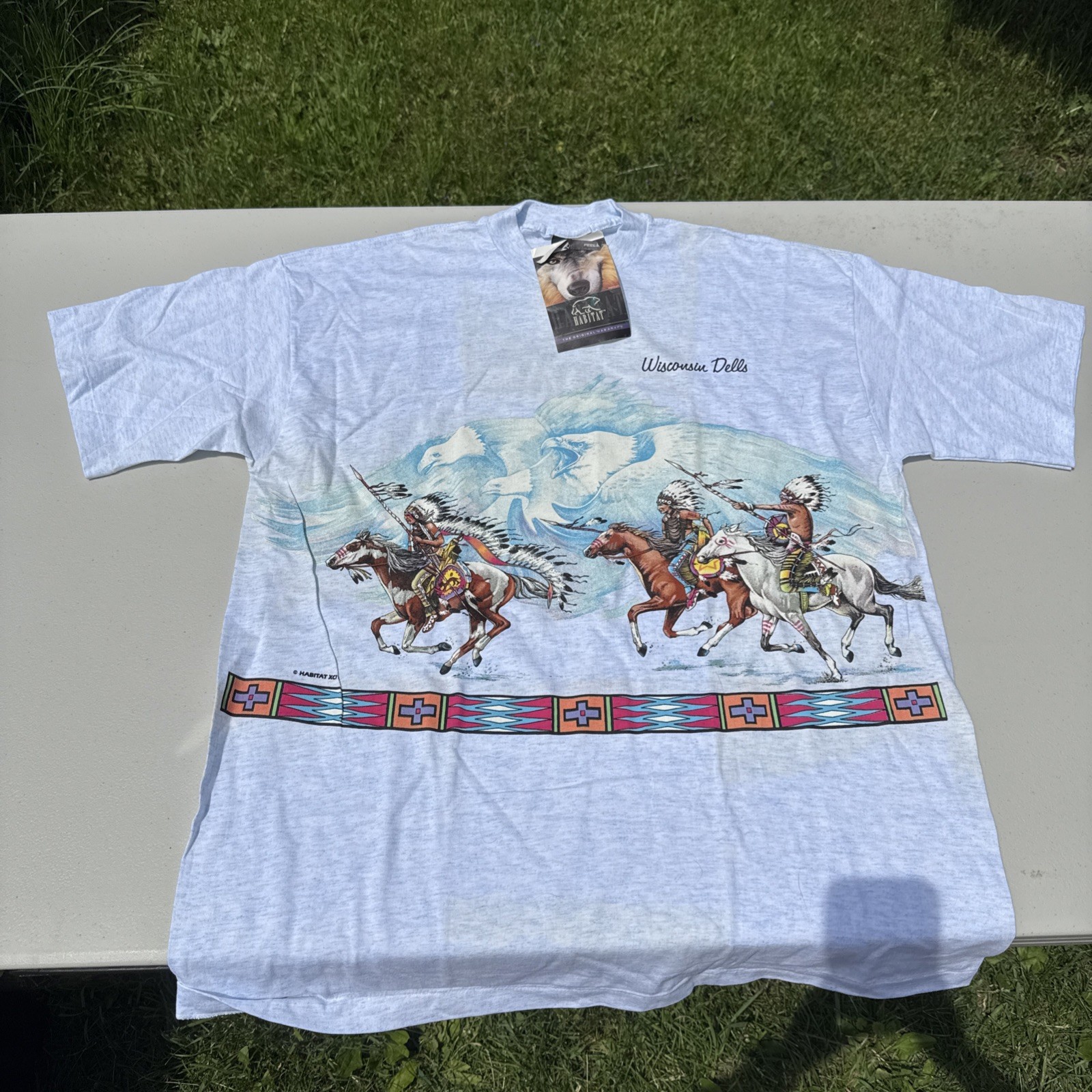 Vintage Habitat Wrap Around T-Shirt Wisconsin Dells XL Native