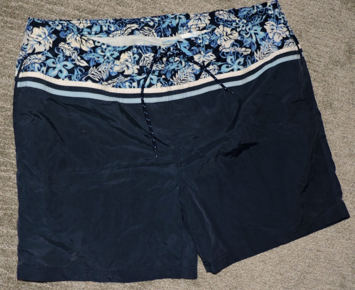 Sand N Sun Swim Trunks Shorts Mesh Lined Navy/multi Drawstring Men’s SZ L 36/38