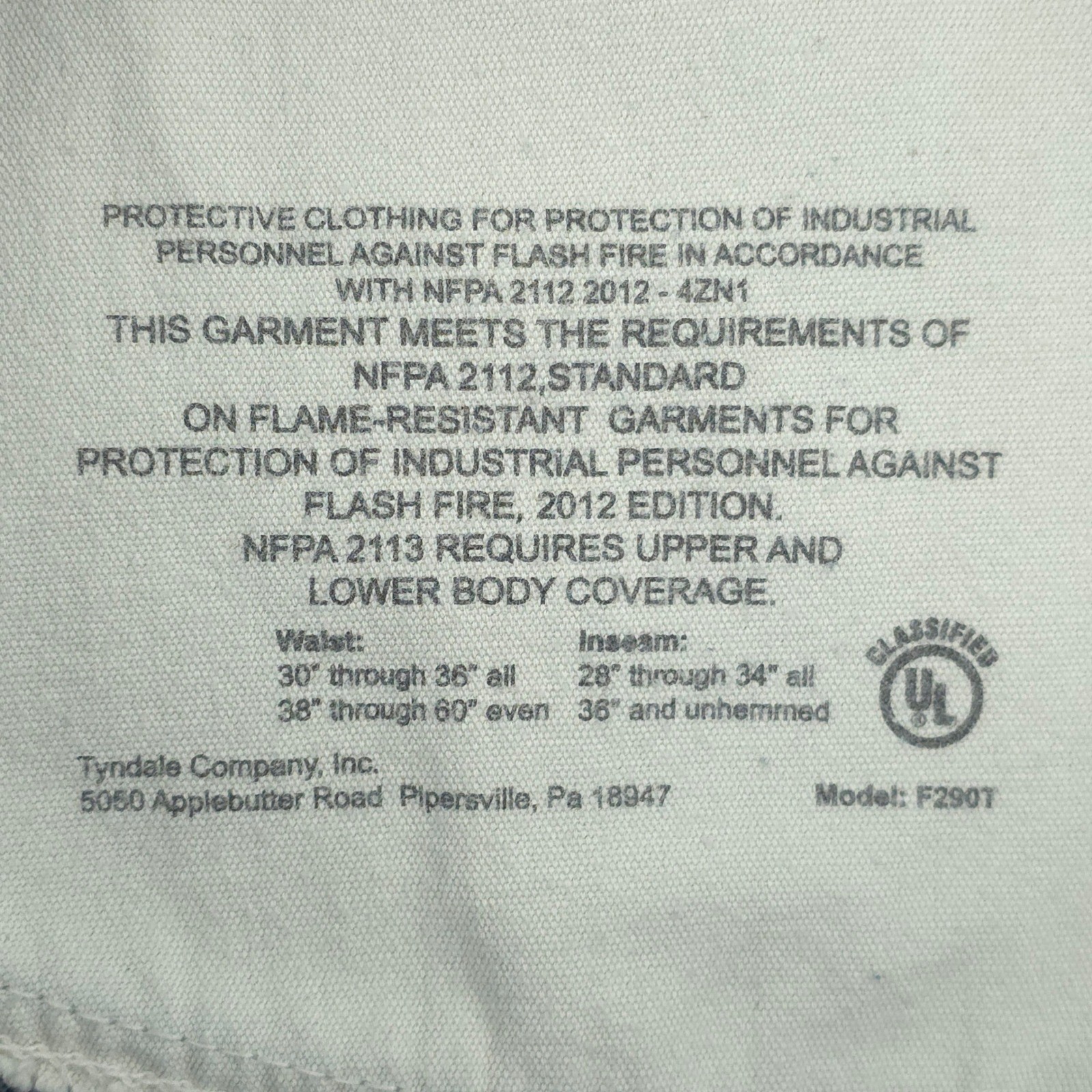 Tyndale Mens Carpenter Jeans F290T 34×32 Blue FRMC Flame Resistant Workwear