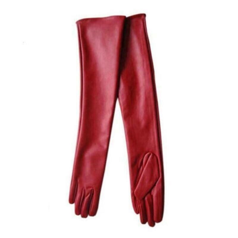 Gloves Evening Party Elbow Warm Women Winter Ladies Long Soft Lined PU Leather