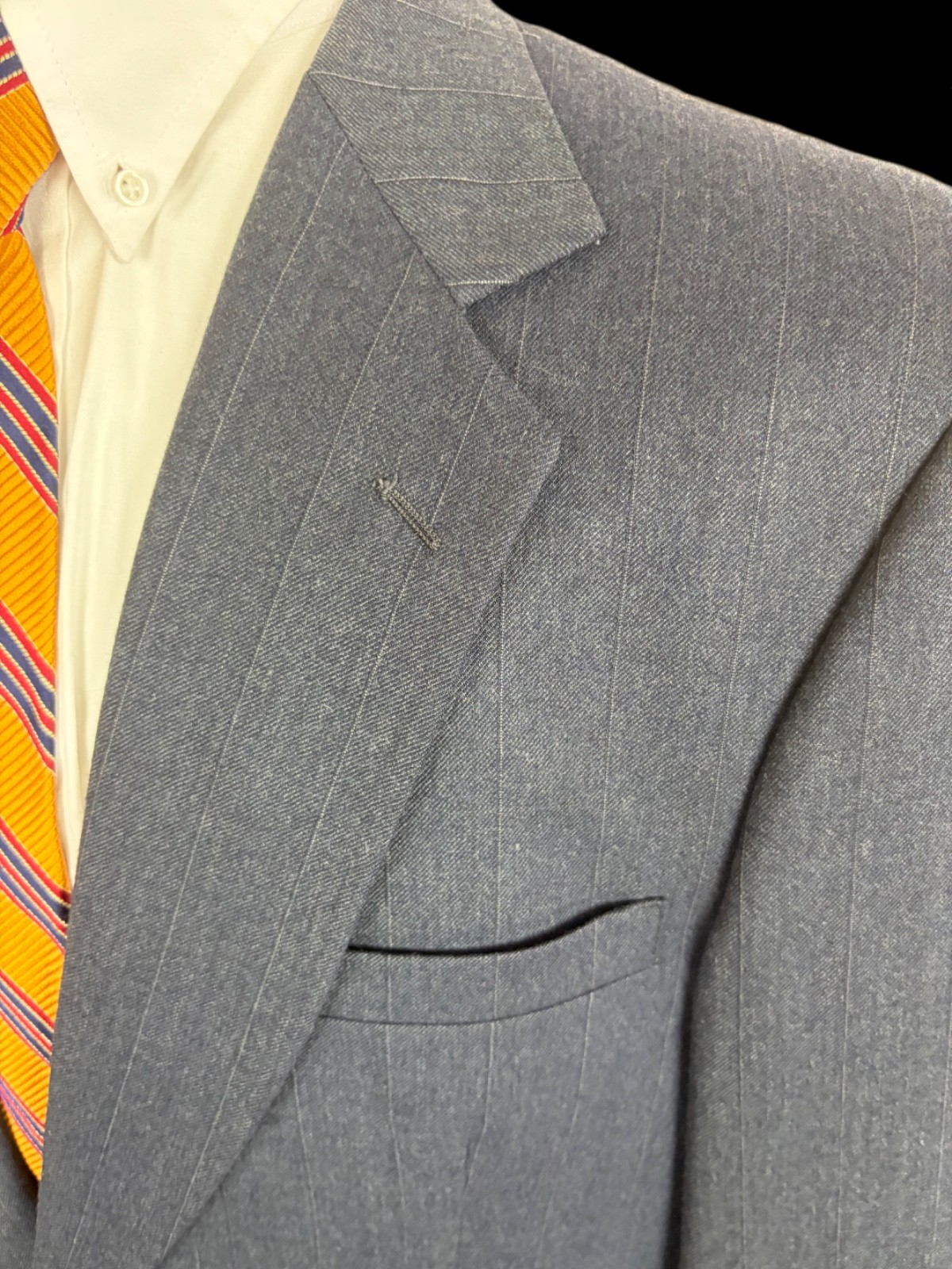 Vintage Jules Pilch Suit Gray Pinstripe 2-Piece Classic Tailored Menswear 44R