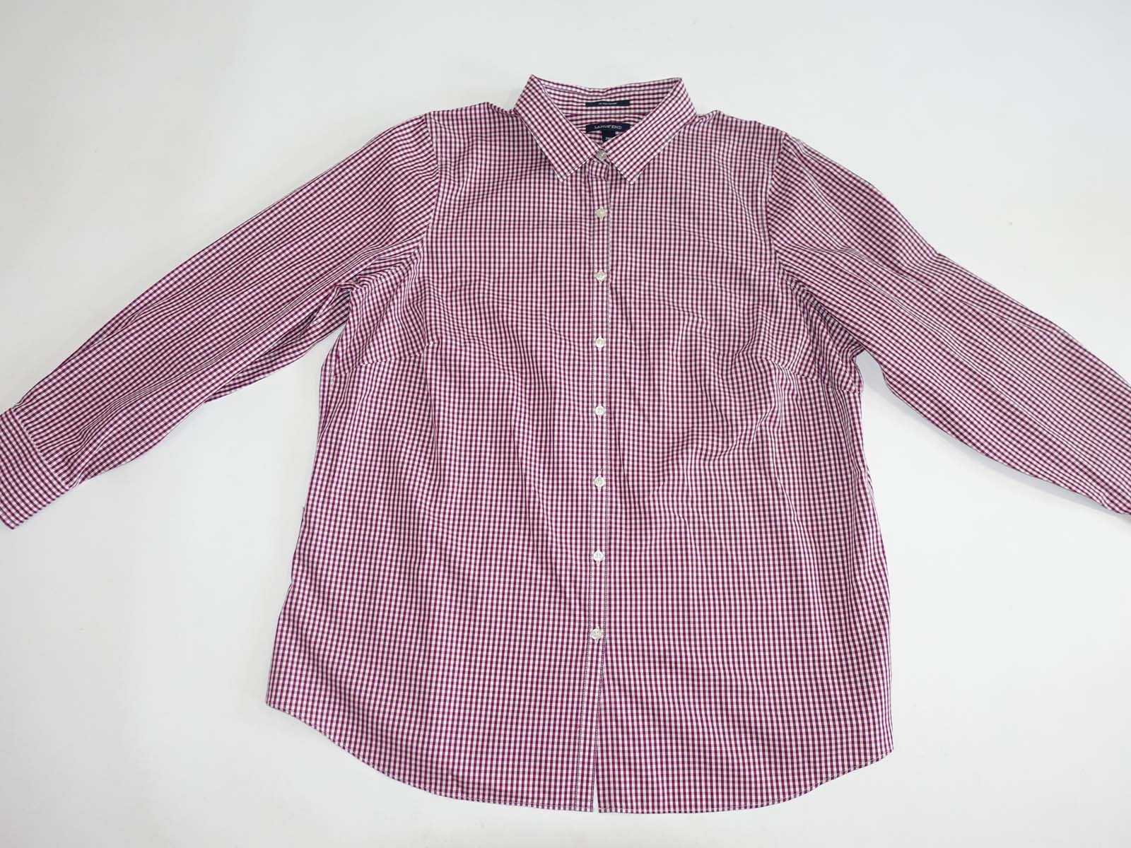 Lands’ End Women’s No Iron Supima Cotton Shirt Size 20W NWT Raspberry Gingham