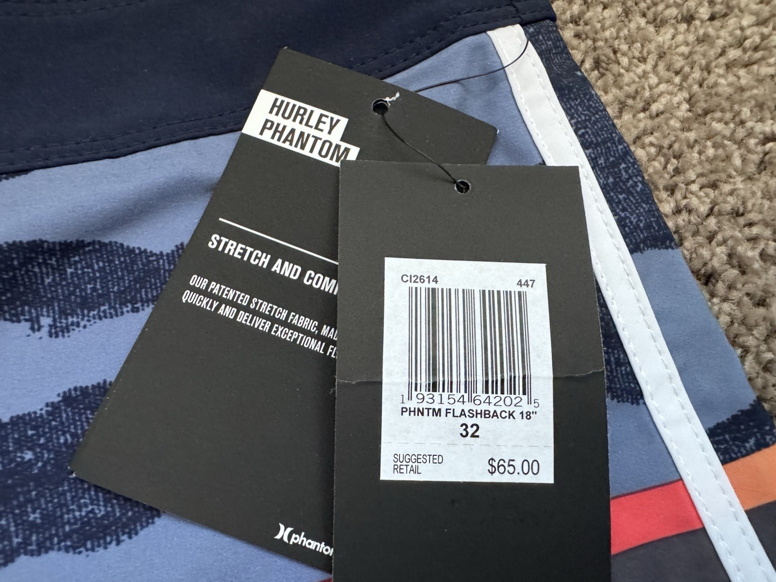$65 BRAND NEW HURLEY PHANTOM MENS SWIM BOARD SHORTS FLASHBACK 32 X 18