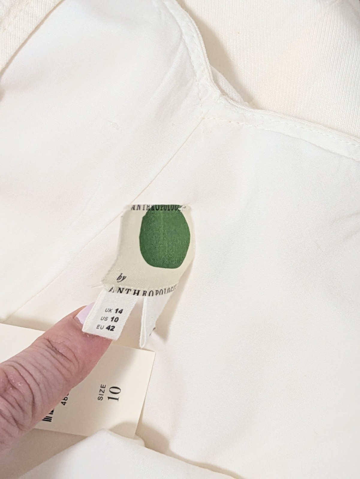 Anthropologie Cream button Front Midi Dress Linen Blend 10 Beachy Cortage Preppy