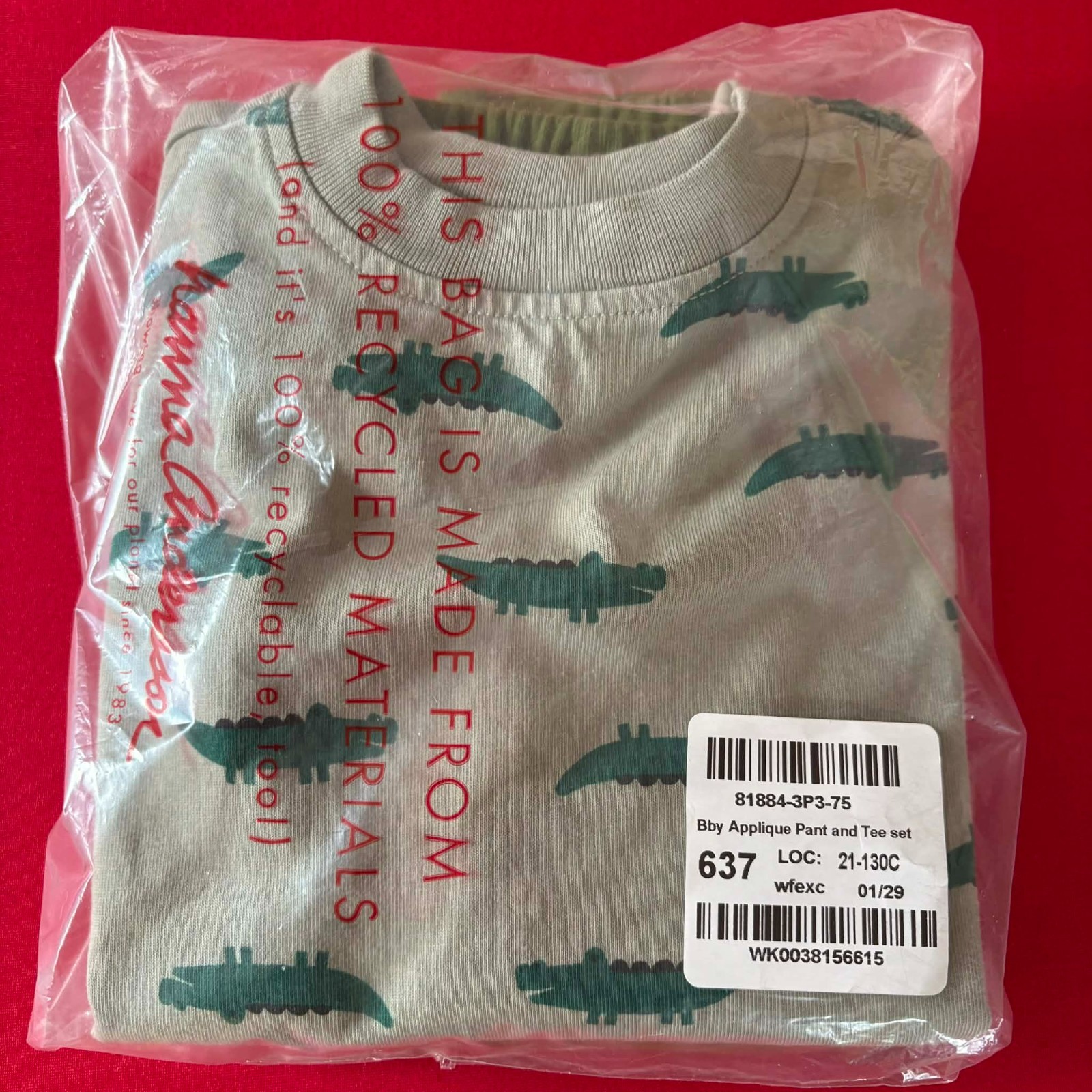 Hanna Andersson T-Shirt & French Terry Sweatpants Set. Size 12-18 Months, 75 cm