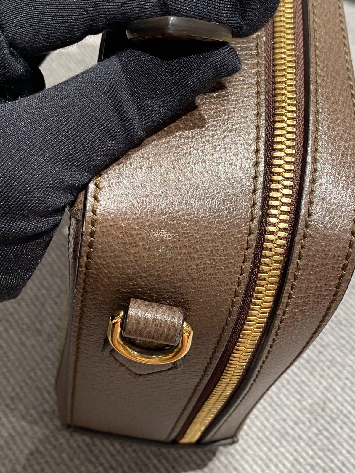 Authentic Gucci Ophidia Small Camera Bag GG Supreme Coated Canvas with Leather