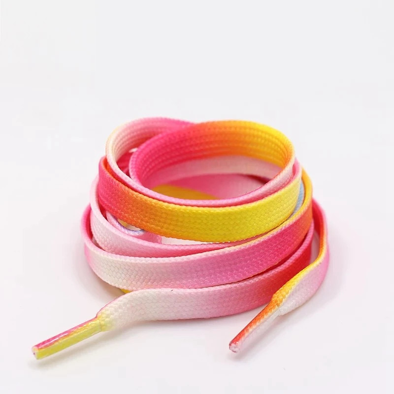 1Pair Colorful Shoelaces Rainbow Gradient Flat Shoe laces For Canvas Casual Shoe