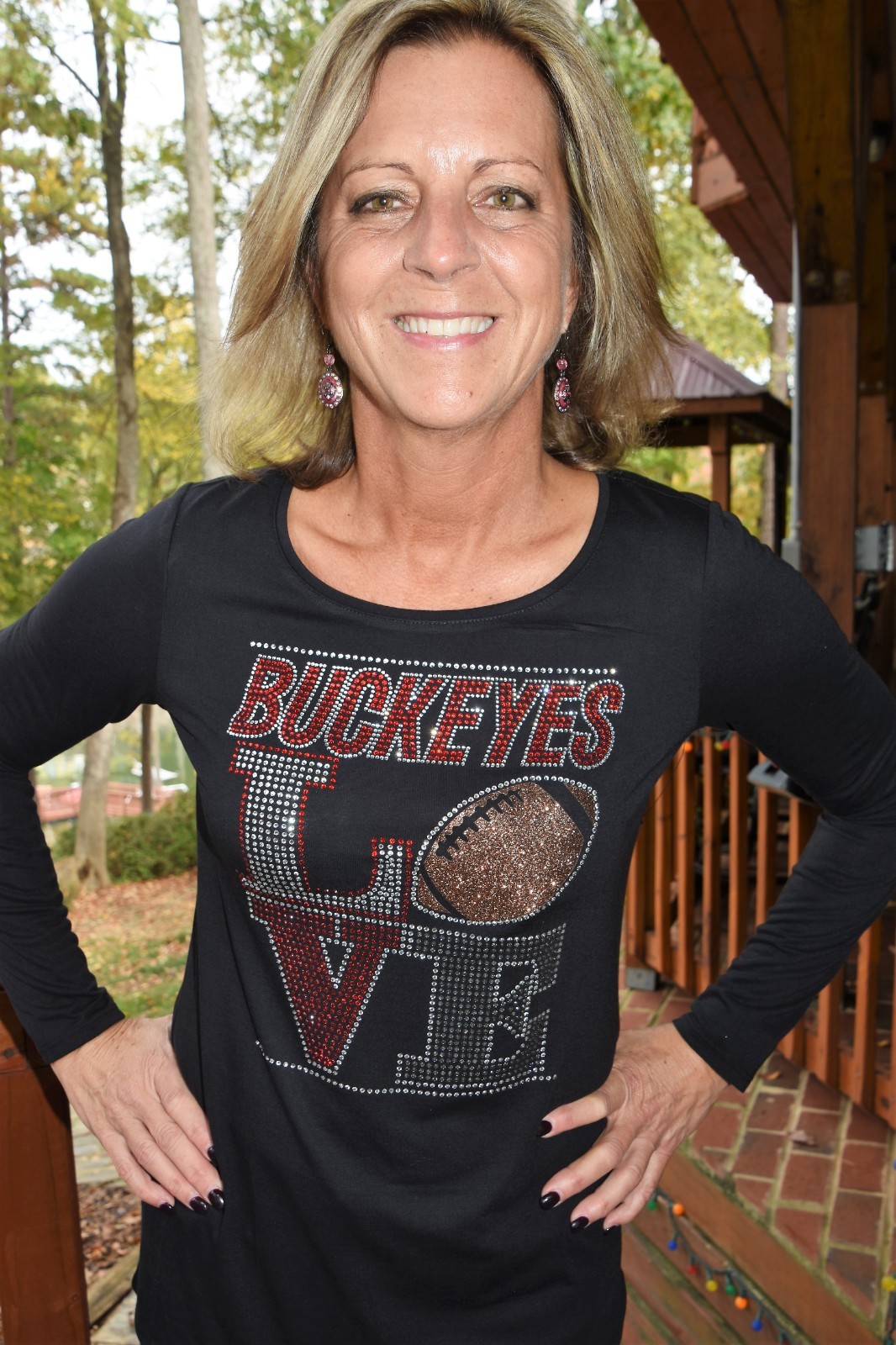 Buckeyes football love rhinestone shirt or tank XS S M L XL XXL 1X 2X 3X 4X 5X