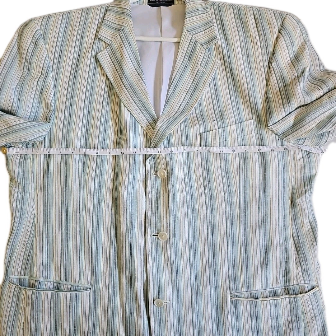 Haspel multicolor Stripe 100% Linen Sport Coat Blazer preppy ladcore. See Pics