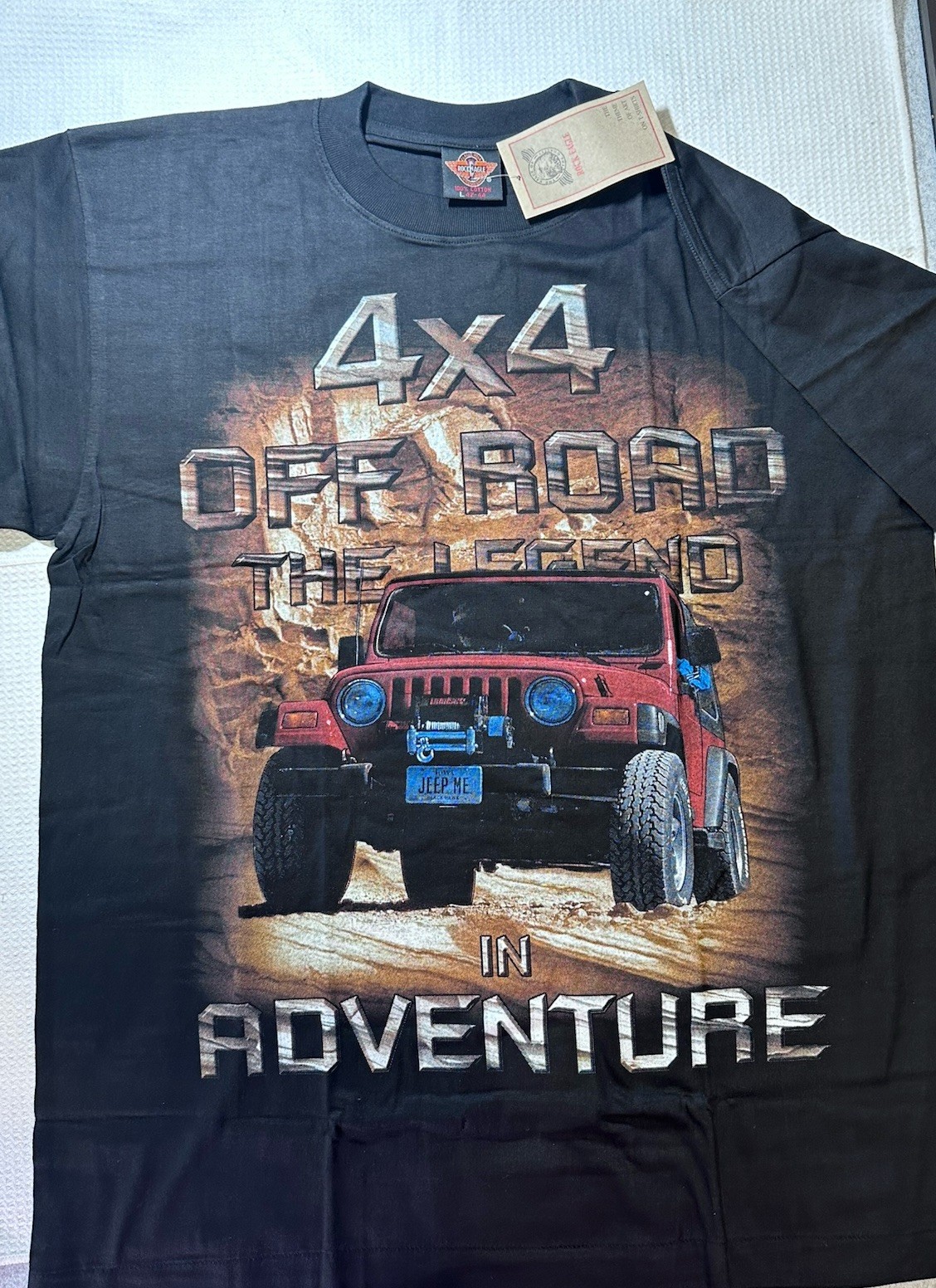 Rock Eagle Jeep Off Road Adventure Graphic T-Shirt Men L Black