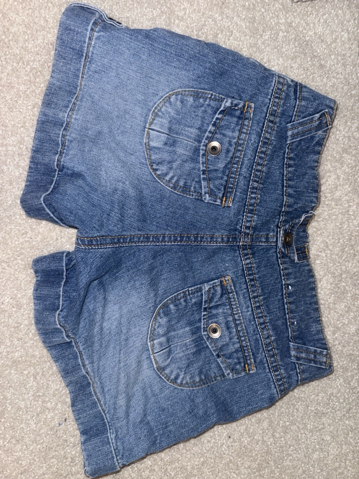 Cherokee Juniors Girls Blue Denim Shorts L 10/12 Mid Rise Cuffed 5-Pocket