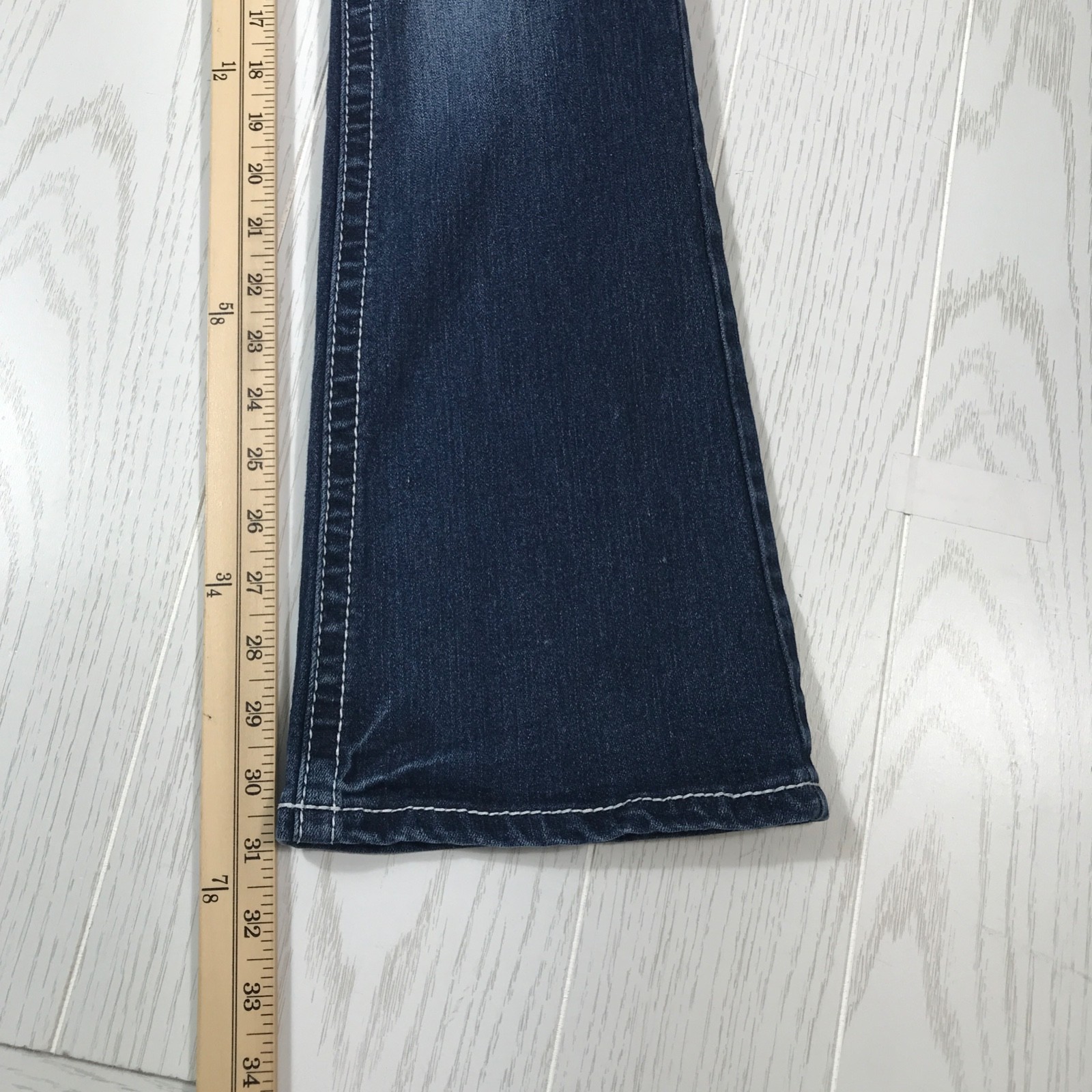 Amethyst Jeans Womens 7 Dark Wash Bootcut Stretch Mid Rise Button Flap Y2K