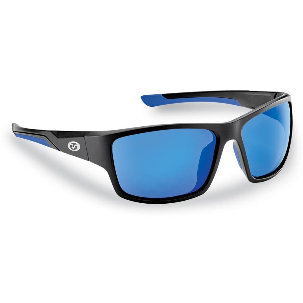 Flying Fisherman Polarized Sunglasses Medium Frame Matte Black Smoke Blue Mirror