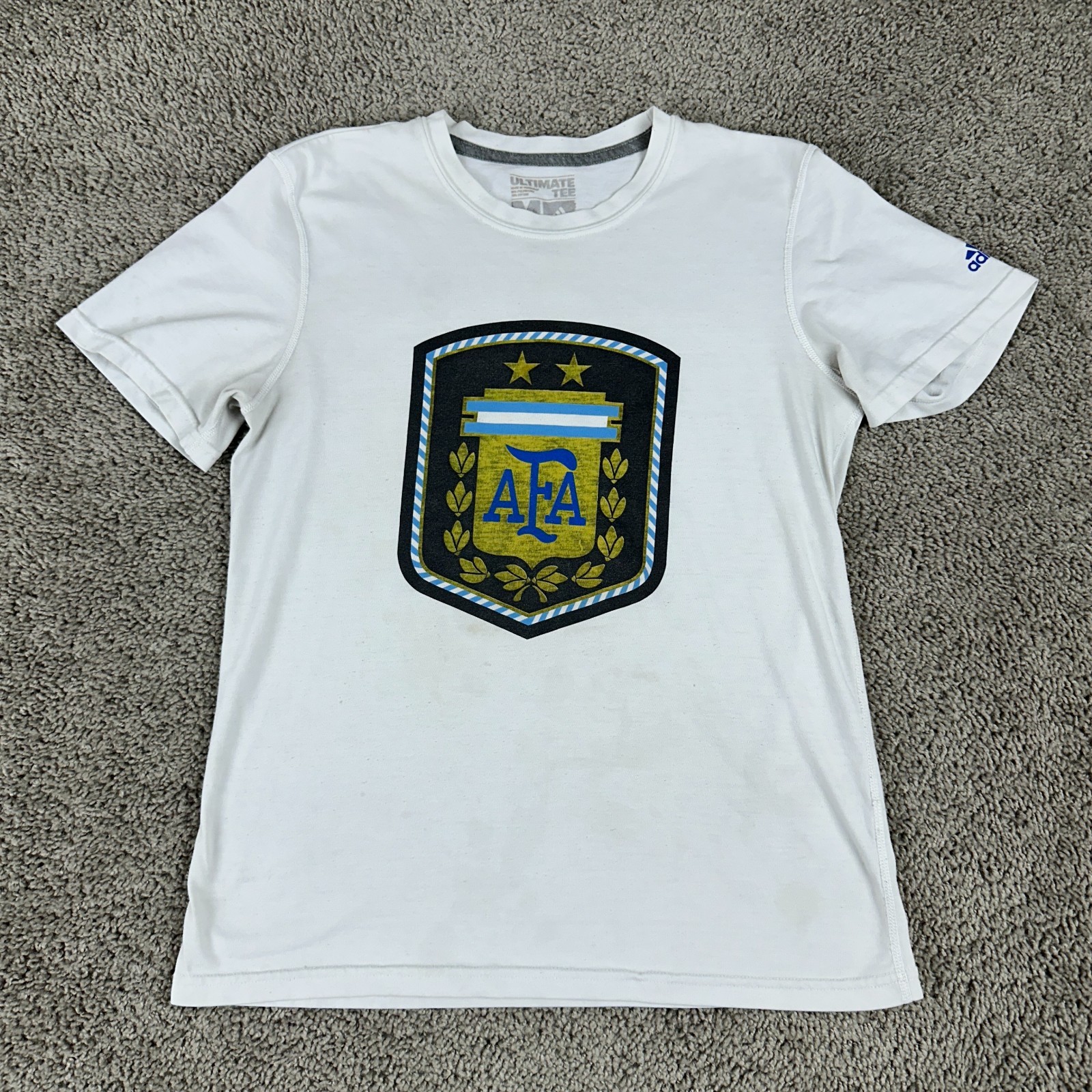 Adidas Shirt Mens Medium White AFA Argentina Football Association Short Sleeve