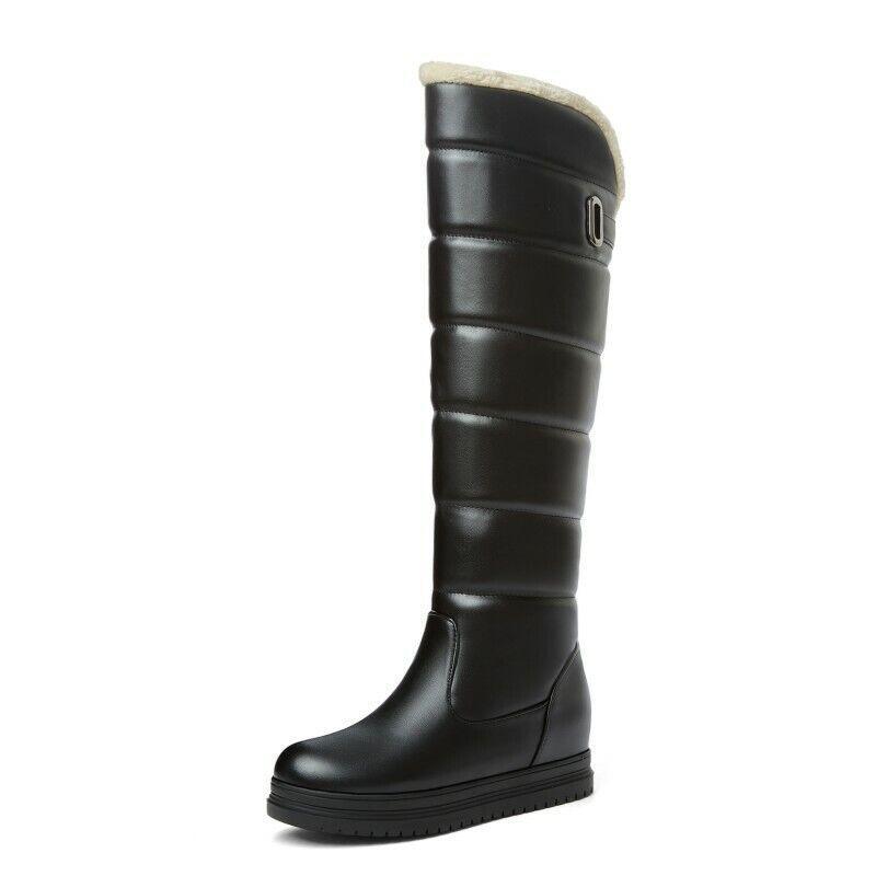 Women Padded Knee High Snow Boots Fleece Lined Platform Warm Cold Weather Shoes