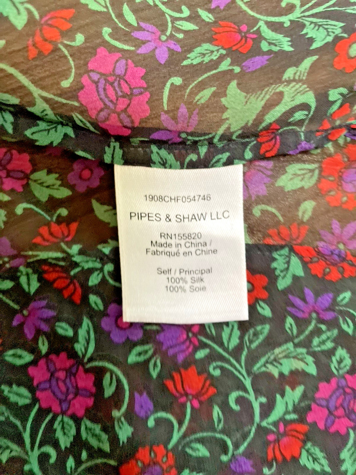 Veronica Beard | Black Multicolor Floral 100% Silk Blouse Long Sleeve Size 4