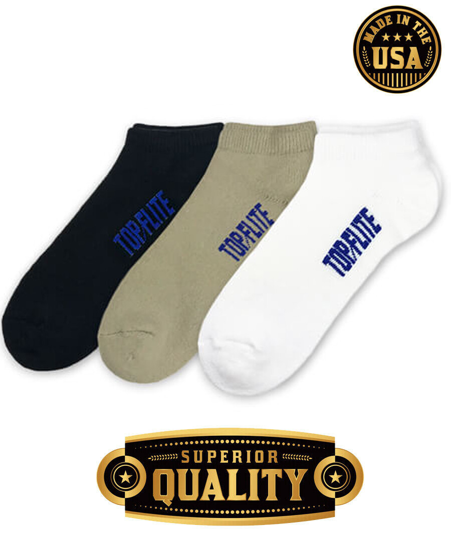 6 Pairs Top Flite Mens 80% Cotton Sport Low Cut Athletic Cotton Walking Socks
