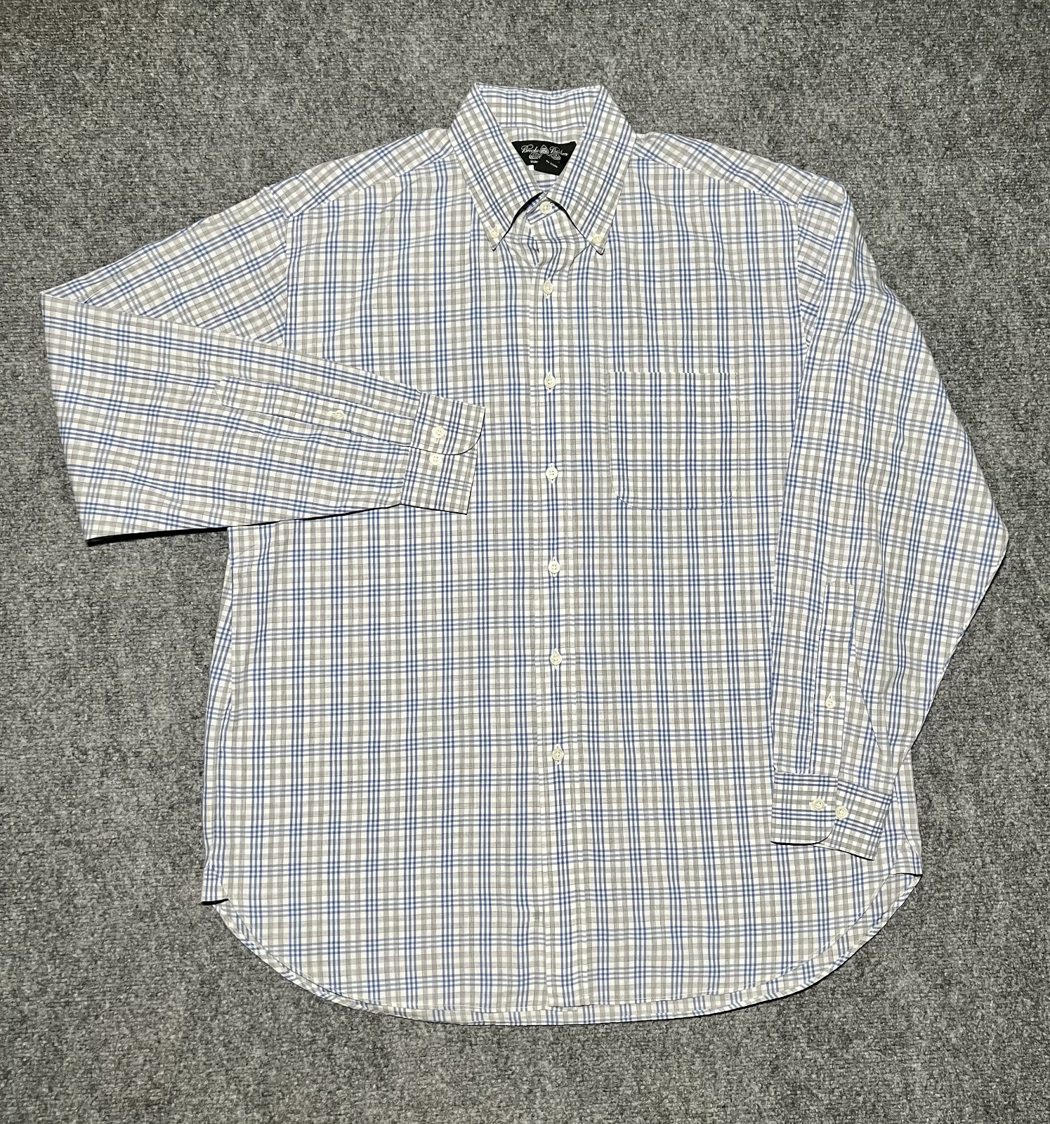 Brooks Brothers Country Club Egyptian Cotton Plaid Long Sleeve USA Made Sz L/R