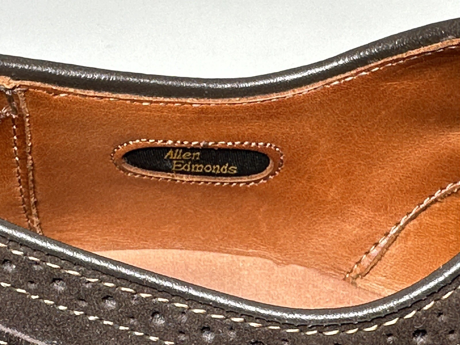 Allen Edmonds Player’s Shoe Wingtip Dress Dark Brown Suede Shoes Mens Size 7D