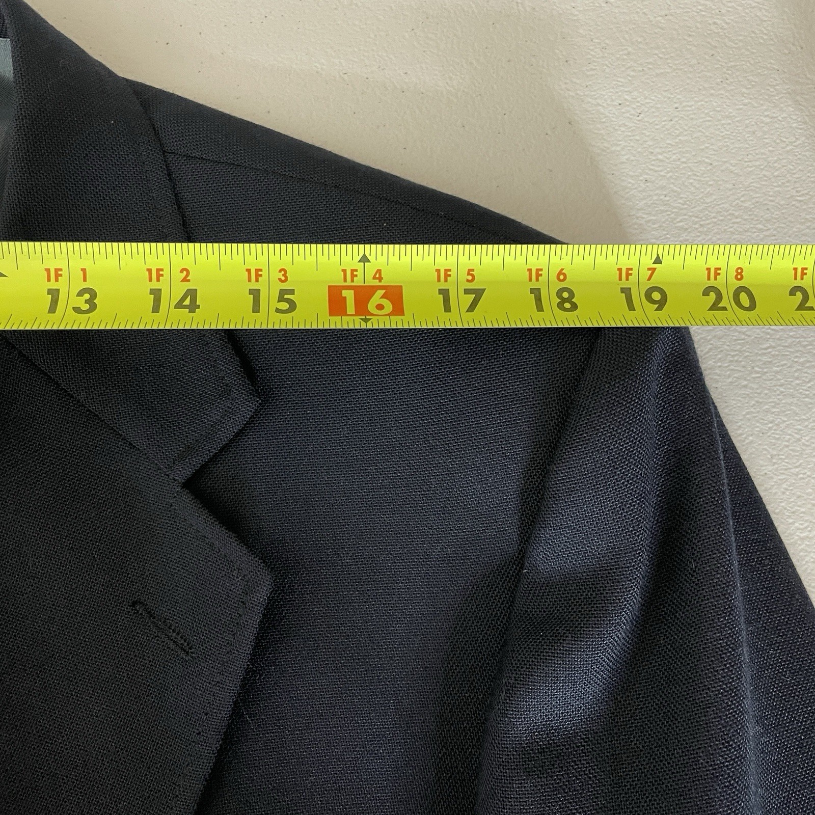 Stafford Blazer Jacket Mens 40R Blue Solid Polyester Worsted Wool Gold Buttons
