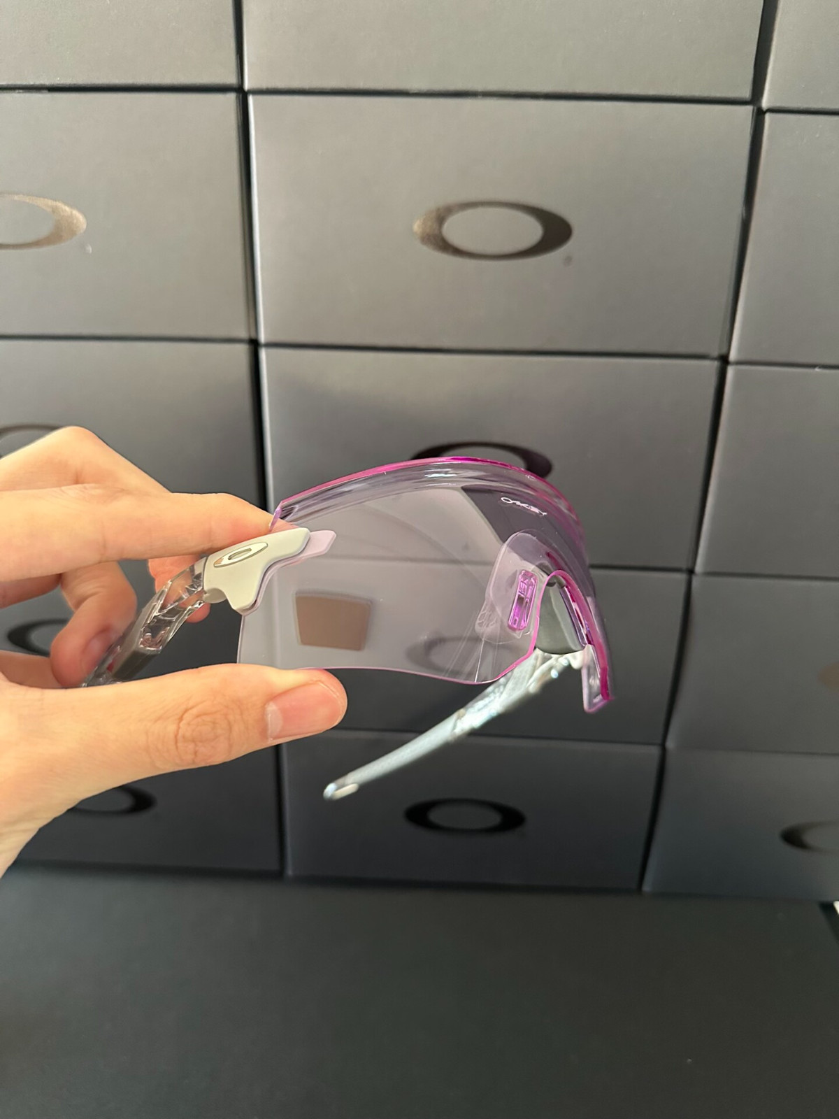 Oakley Encoder Sunglasses OO9471 Polished Clear Frame PRIZM Violet Lenses
