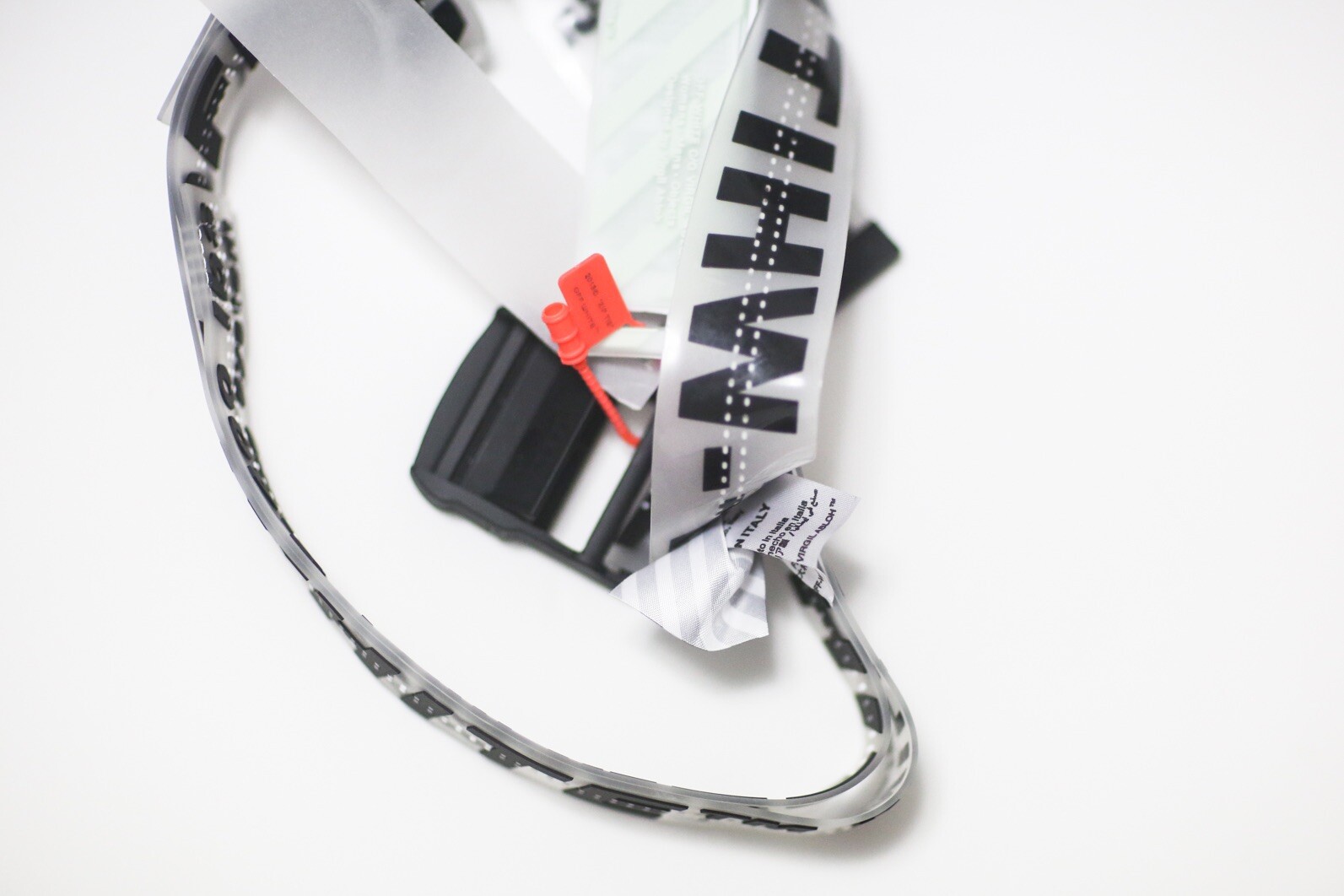 Off White Transparent Rubber Clear Black Industrial Belt 200cm