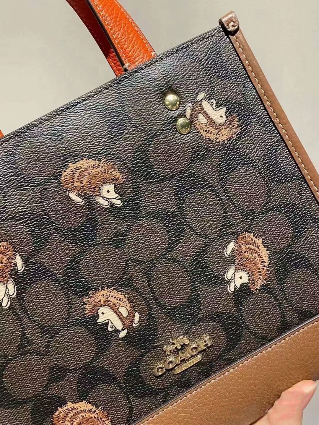 NWT Coach Dempsey Tote 22 In Signature Canvas With Hedgehog Print CC769